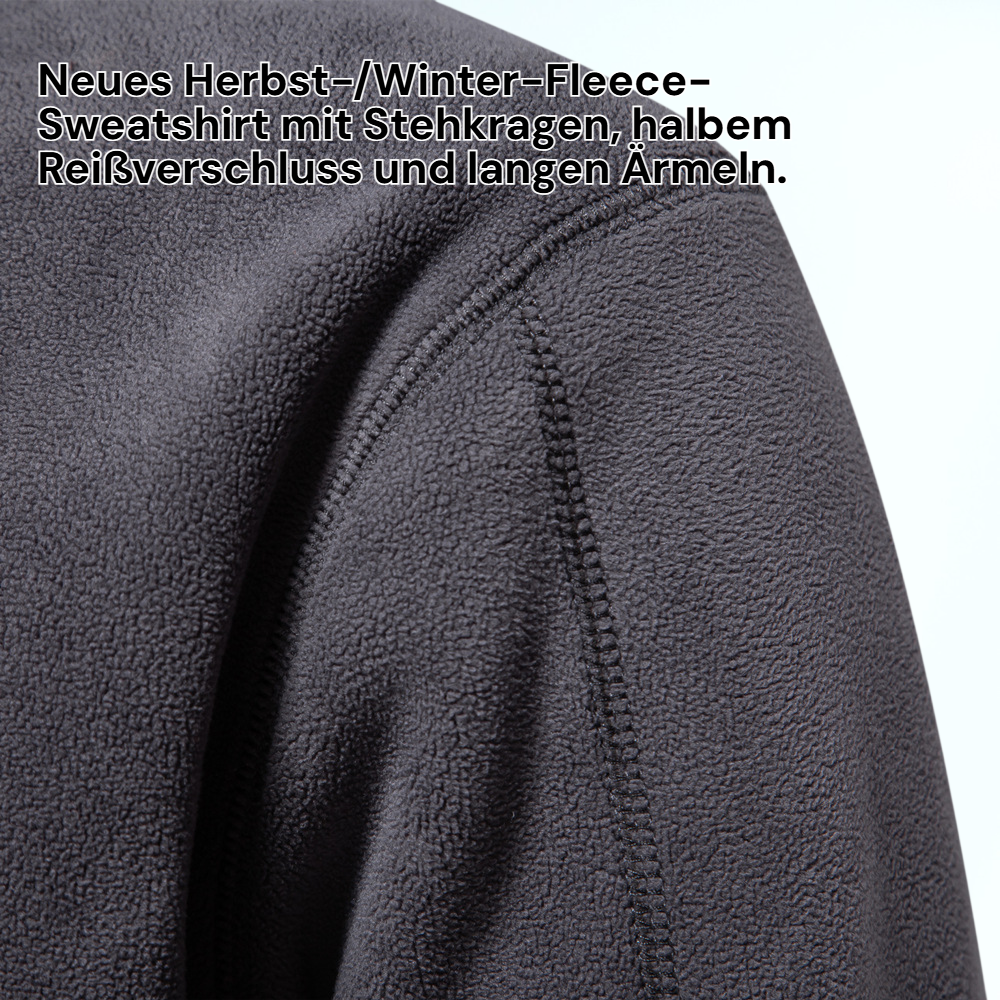 Damen Fleece Pullover mit Stehkragen und Halbreißverschluss, Langarm, Herbst/Winter