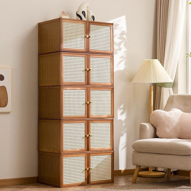 Solid wood grid cabinet, free combination storage bookshelf