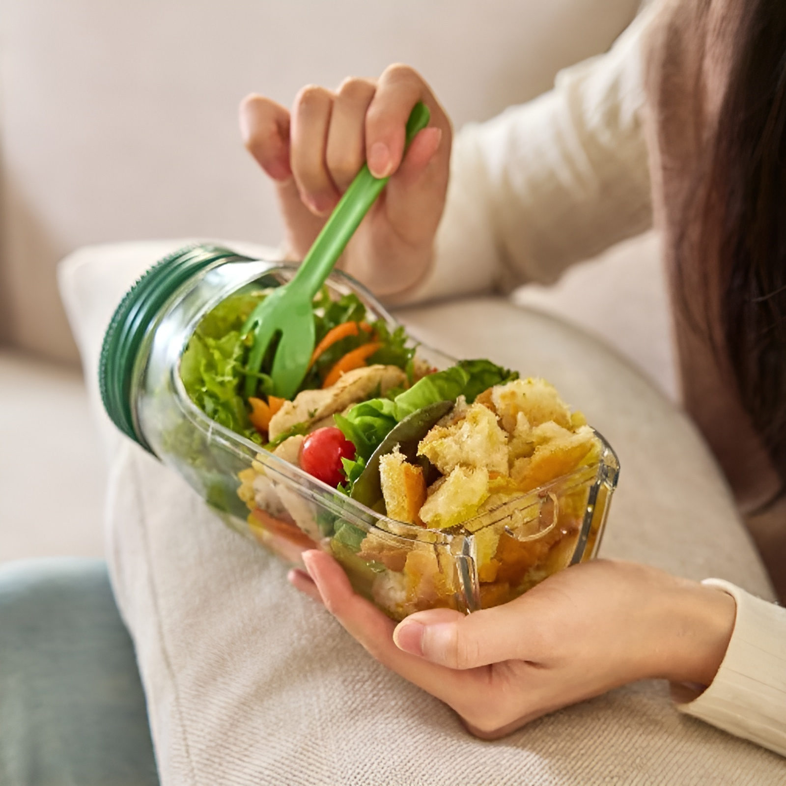 Side-Opening Separation Salad Jar for Fruits and Vegetables
