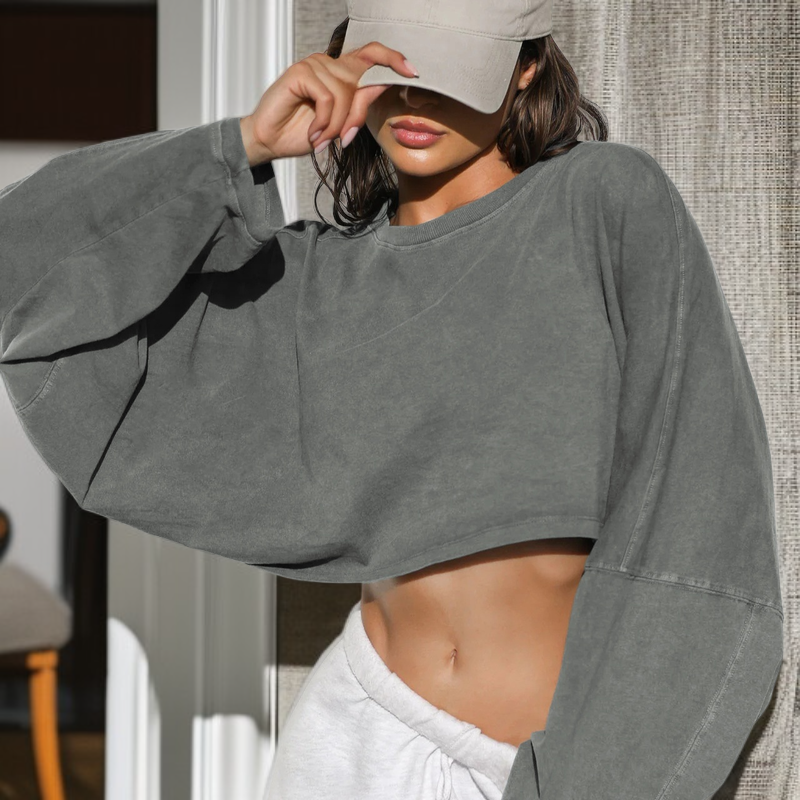 아웃도어 스포츠 숏 라운드넥 스웨트셔츠