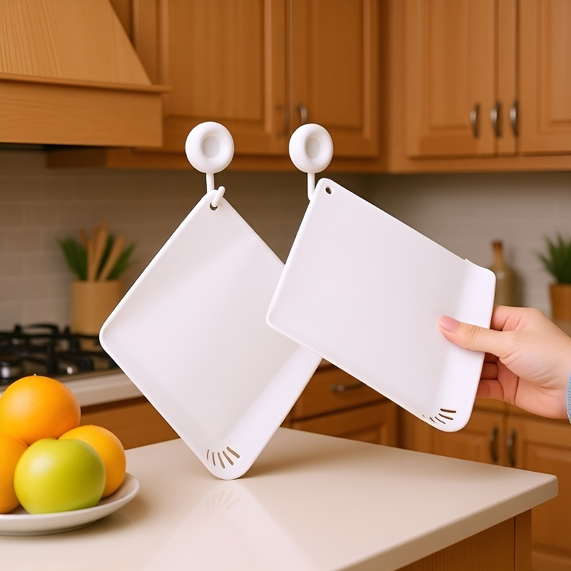 Hangable cutting board with drainage holes