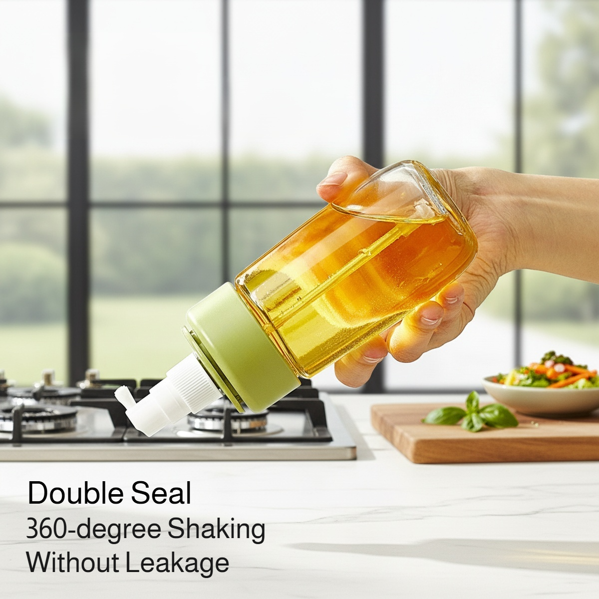 Mist-proof Leak-resistant Glass Oil Bottle