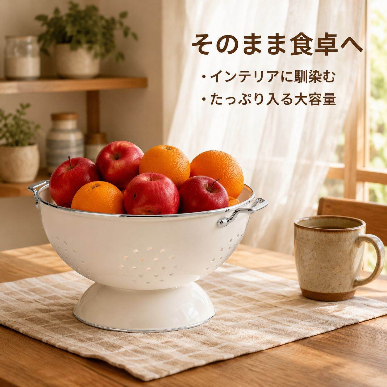 イケア ホーローコランダー 多機能フルーツ・野菜水切りバスケット