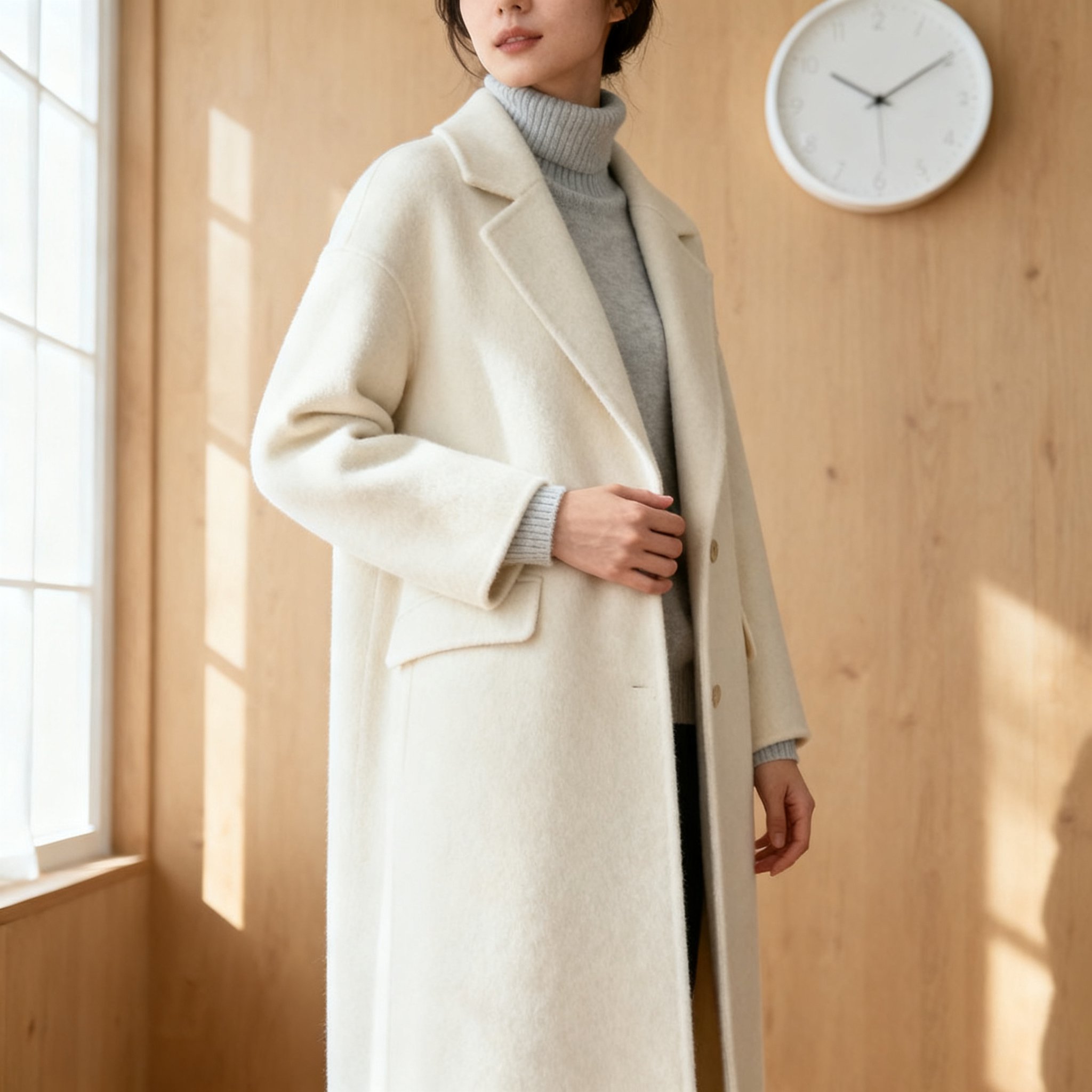 ミディアム丈のスーツスタイルコート