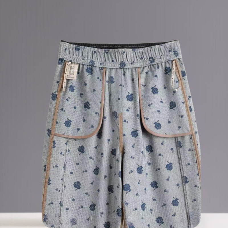 여성용 스트레치 니트 와이드 레그 진