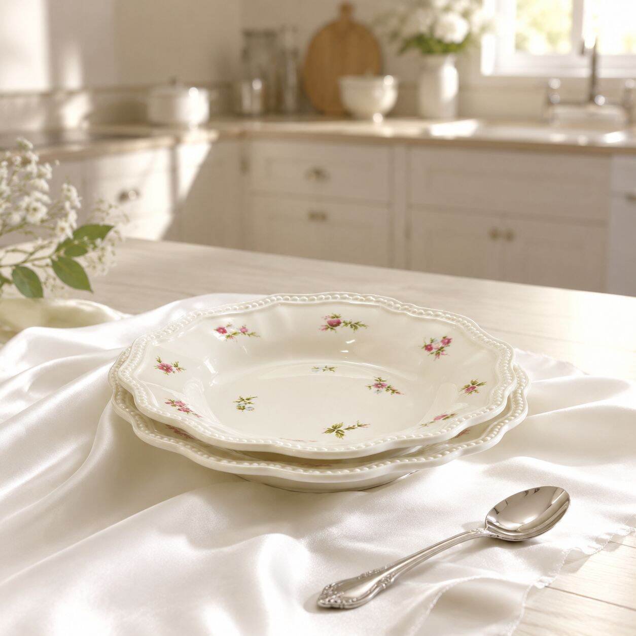 Fleur Ceramic Round Plate 26cm 2-piece Set/Home Gift