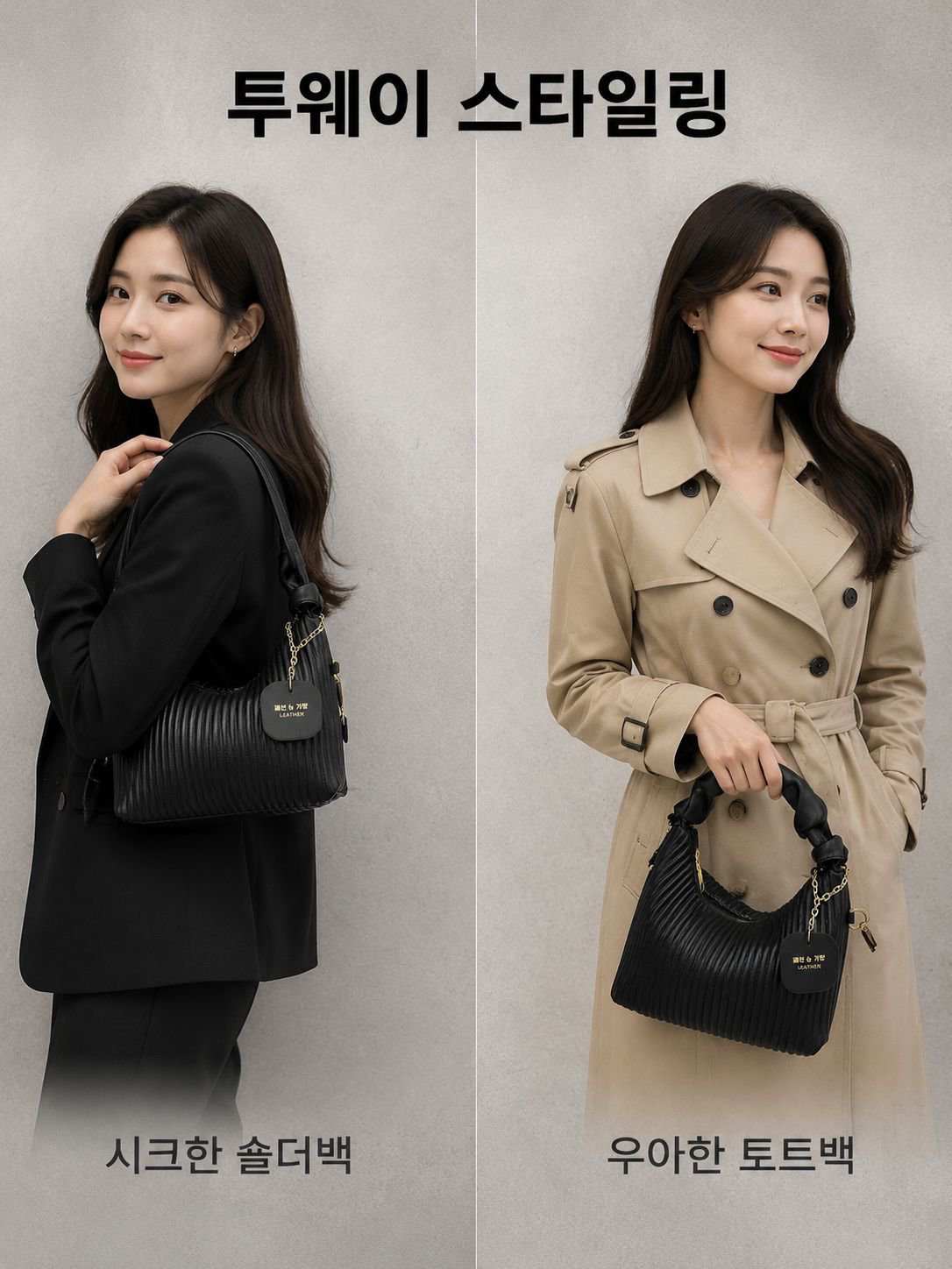 미니멀 개성의 셔링 스트라이프 토트백 여성 패션 스퀘어백 2026 신상 심플 숄더백