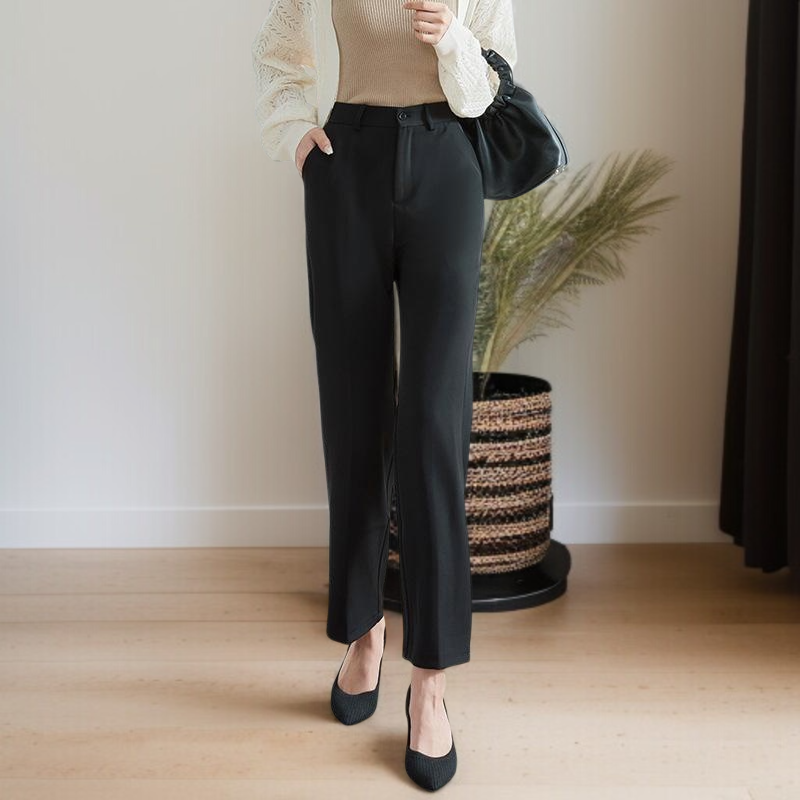 추동 여성 하이웨스트 일자 정장바지 프리미엄 드롭 정장 블랙 작업바지 패션 슬림 정장바지녀