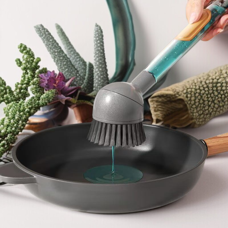 주방 전용 청소 브러쉬 다용도 긴 손잡이 브러쉬 피부 손상 없는 펌핑 액체 청소 브러쉬 주방 청소 브러쉬 세트