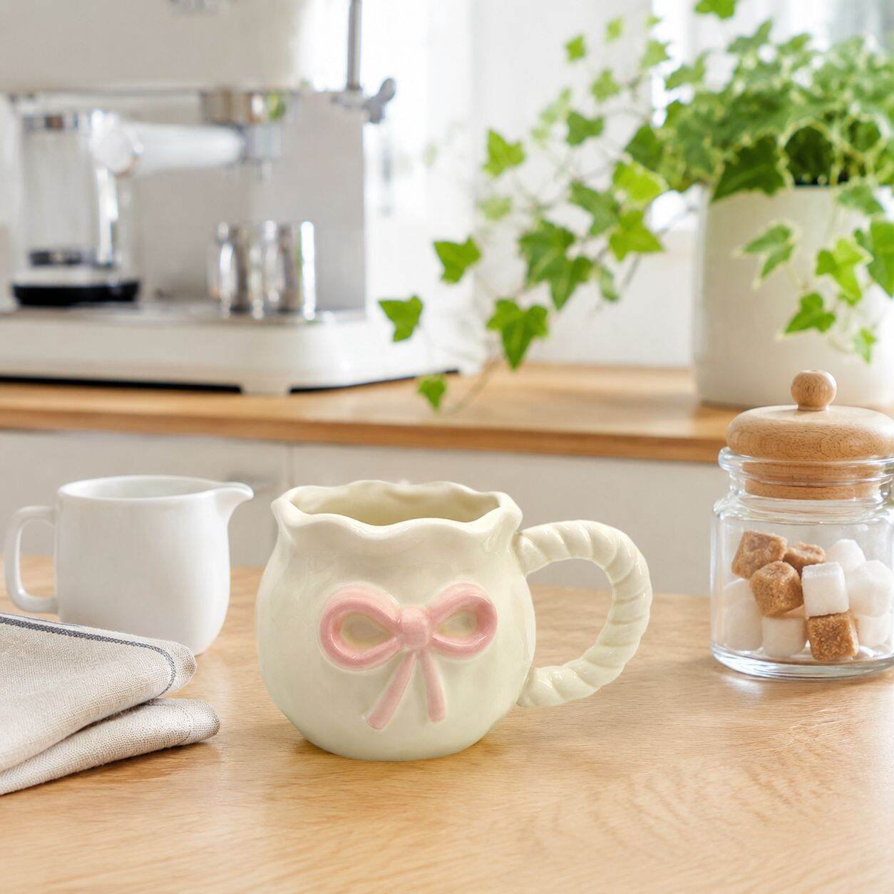 ハンドメイド アンバランス リボン コーヒーカップ