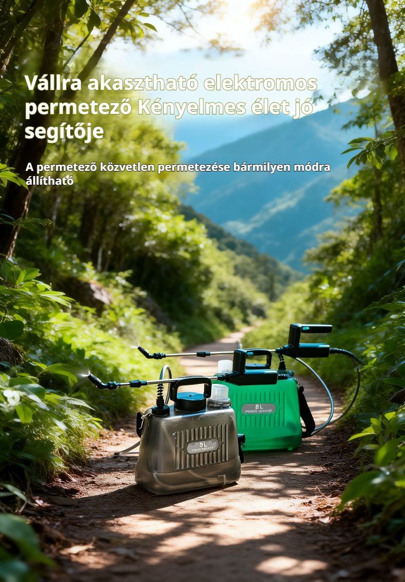 Multifunkciós háztartási lítium akkus permetezőkanna használat közben