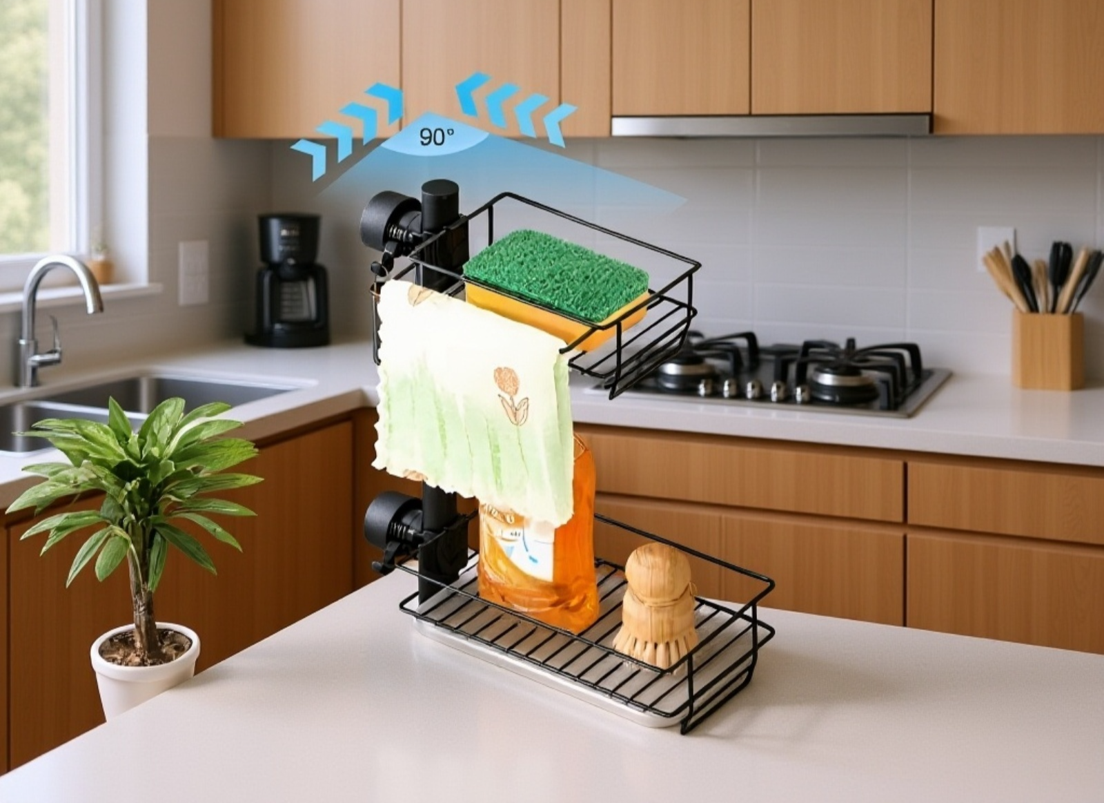 水切り機能付きスポンジ収納ラック