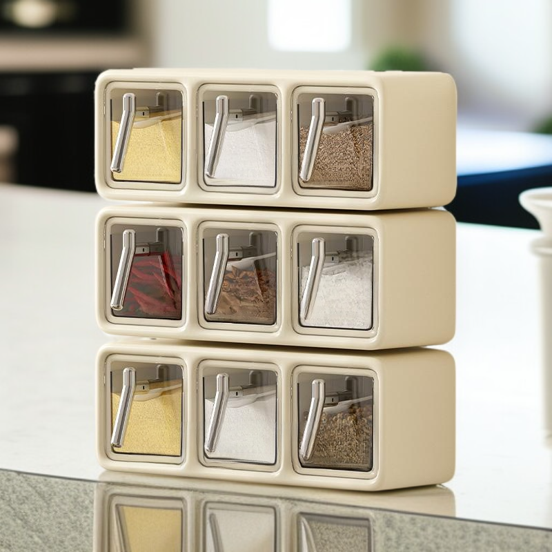 ขวดใส่เครื่องเทศพลาสติกติดผนัง ชุดคอมโบพริกไทย สำหรับใช้ในบ้าน