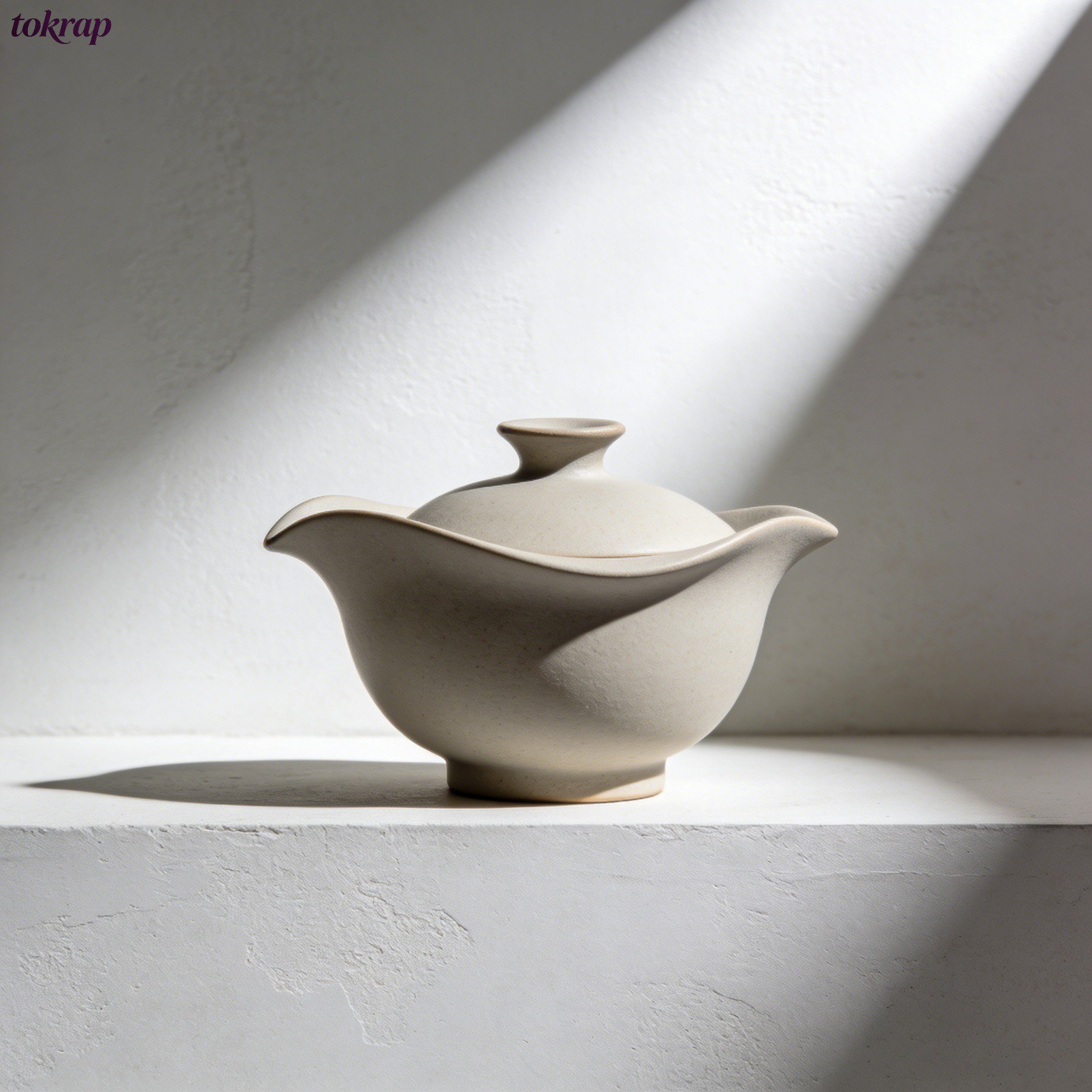 マットな粗い陶器の蓋付きボウル