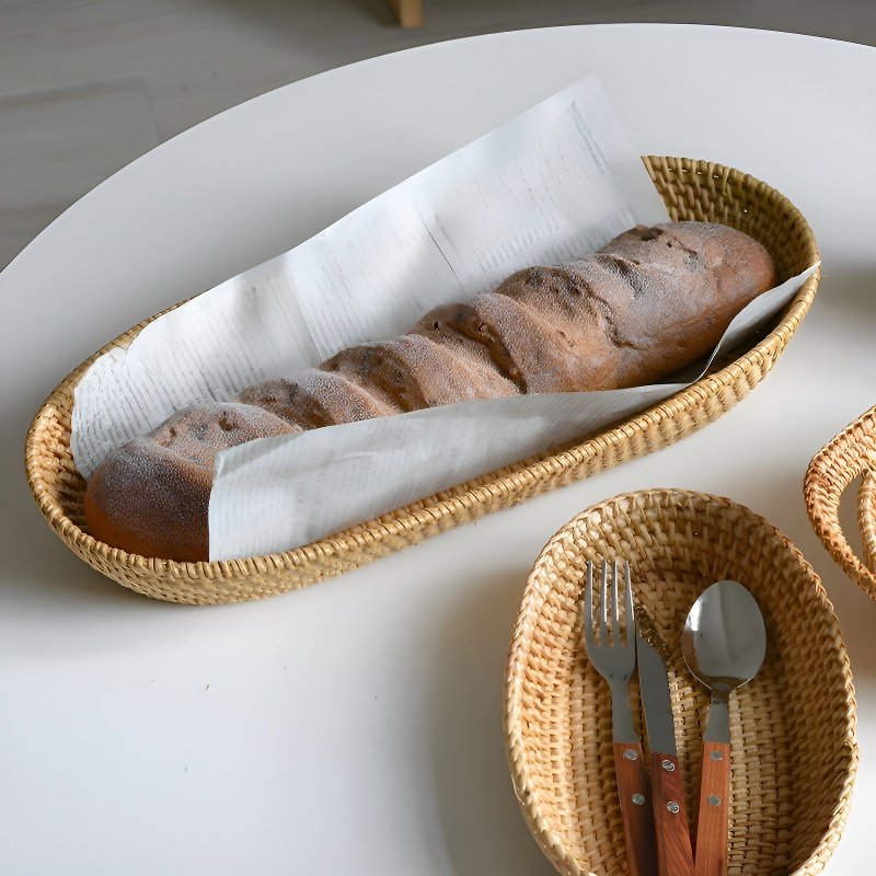 Nordic Woven Wooden and Rattan Fruit Basket