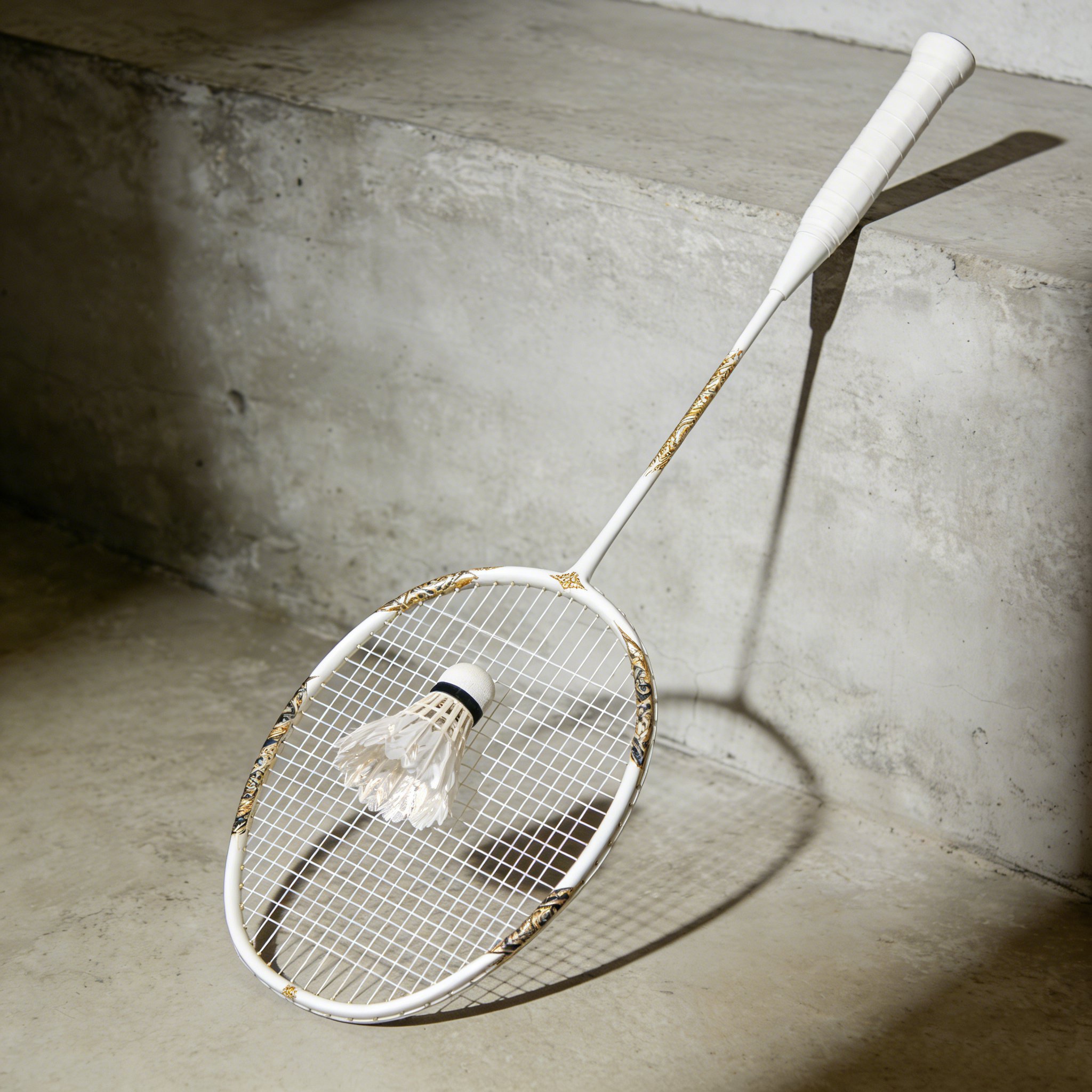 軽量デザインのバドミントンラケット単体写真