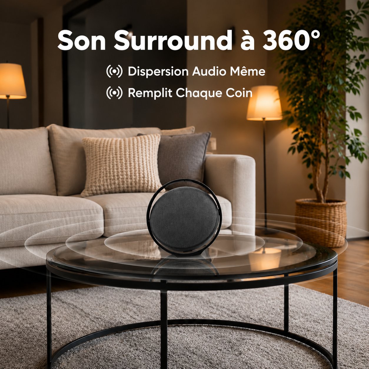 Haut-parleur Bluetooth Portable Rond pour Bureau