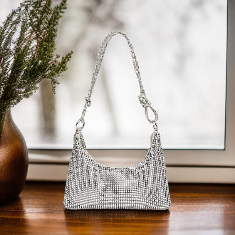 Trendy Women's Shoulder and Handbag with Rhinestones