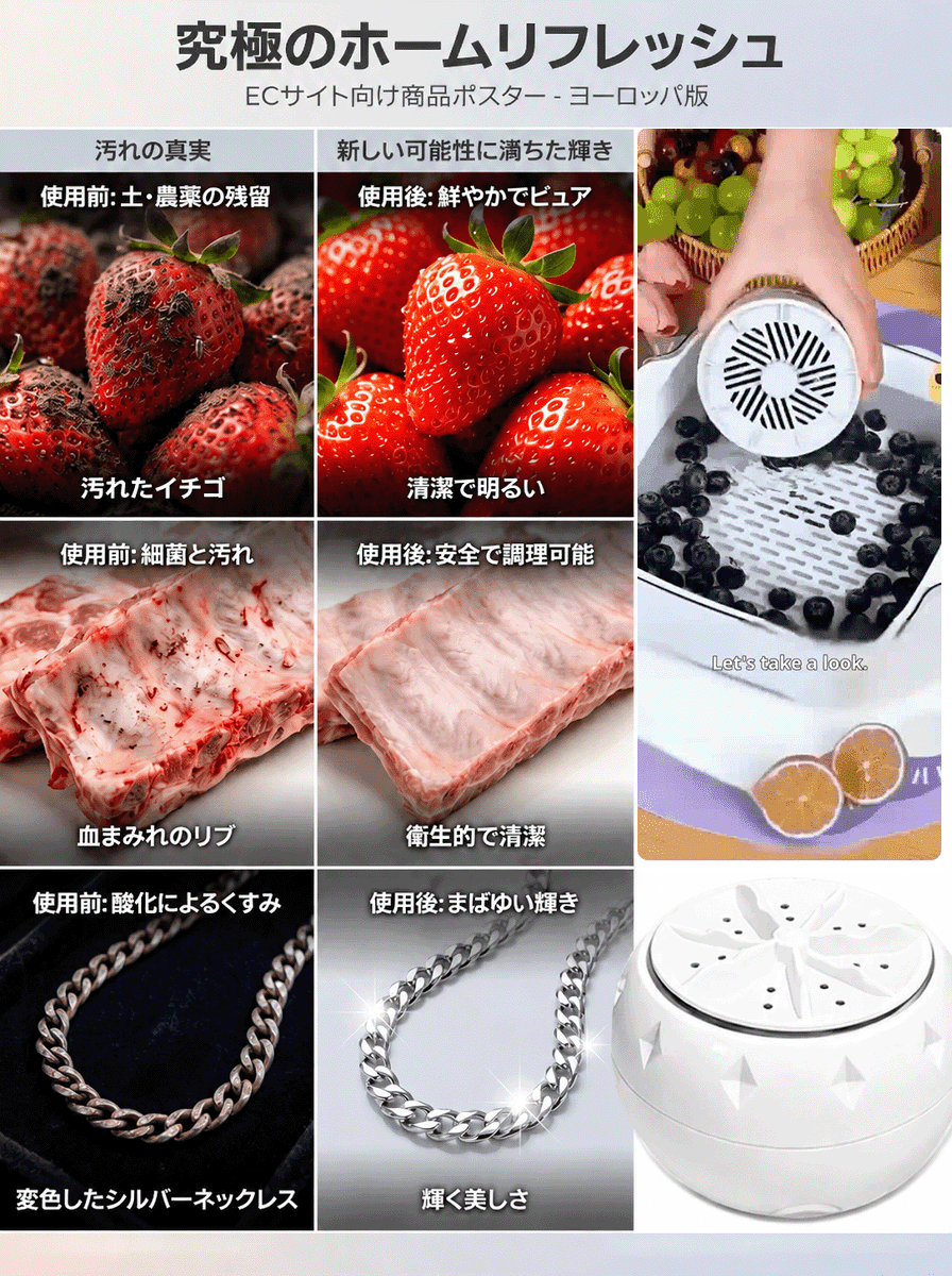 家庭用超音波野菜果物クリーナー
