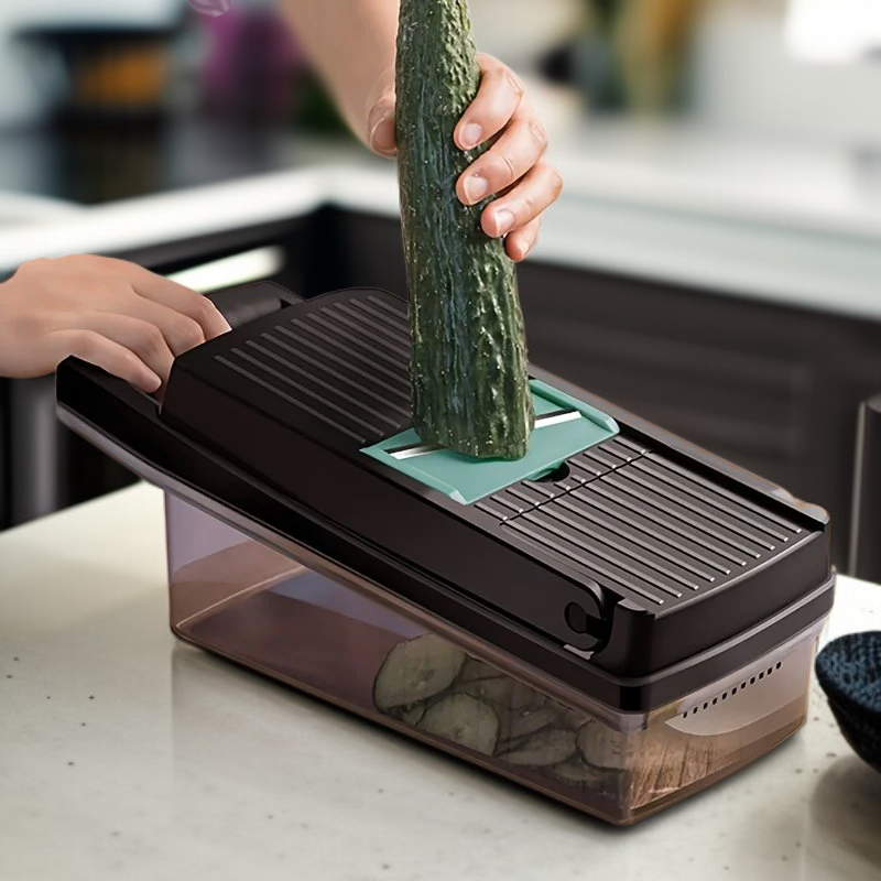 多機能フルーツスライサー、複数のブレードとポテトマッシャー機能付き