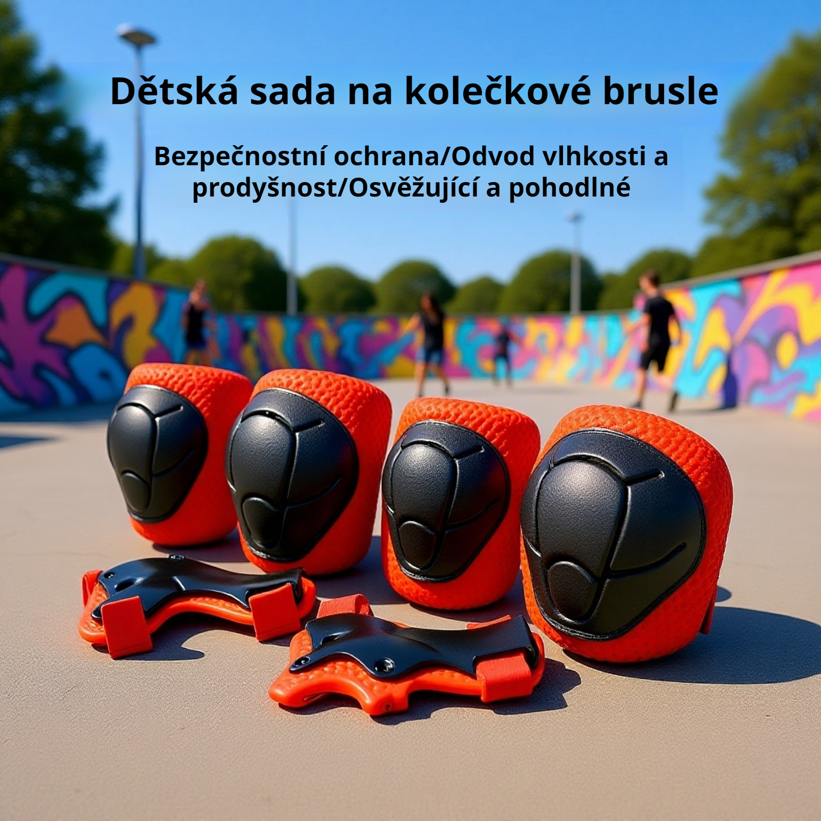 Dětská sada chráničů na skateboard, sedmidílná sada s helmou pro chlapce i dívky