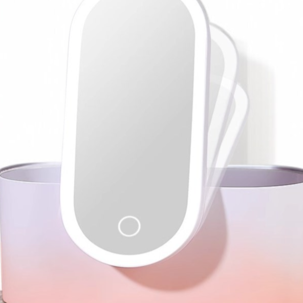 휴대용 환색 메이크업 거울 수납 케이스 학생 기숙사 탁상용 Led 램프 충전 탁상용 메이크업 거울 케이스