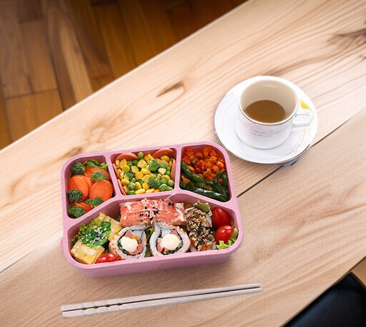 가볍고 견고한 밀짚 도시락 측면