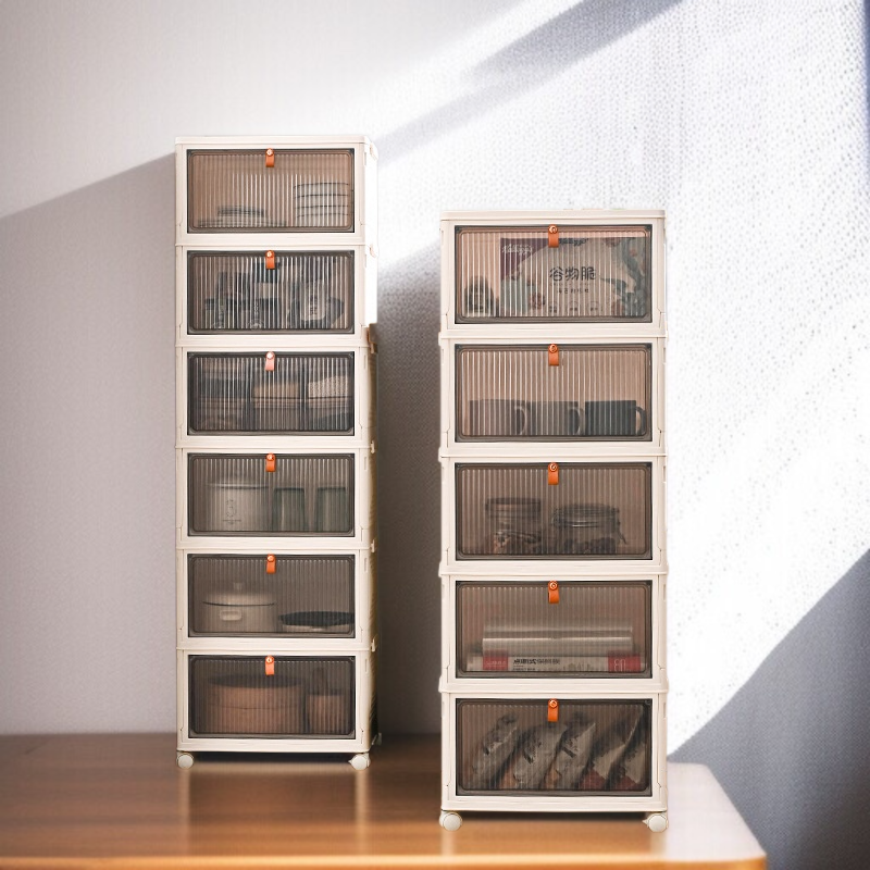 가정용 접이식 수납함 레이어드 투명 의류 정리함 사물함 장난감 수납함