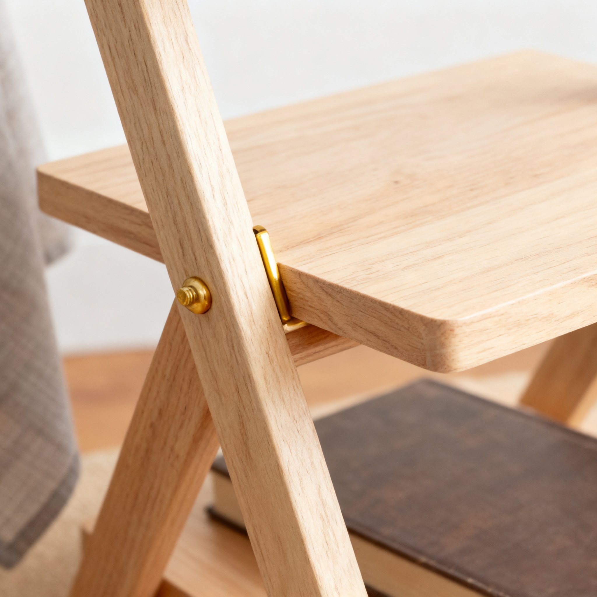 거실에 배치된 3단 통나무 수납 선반