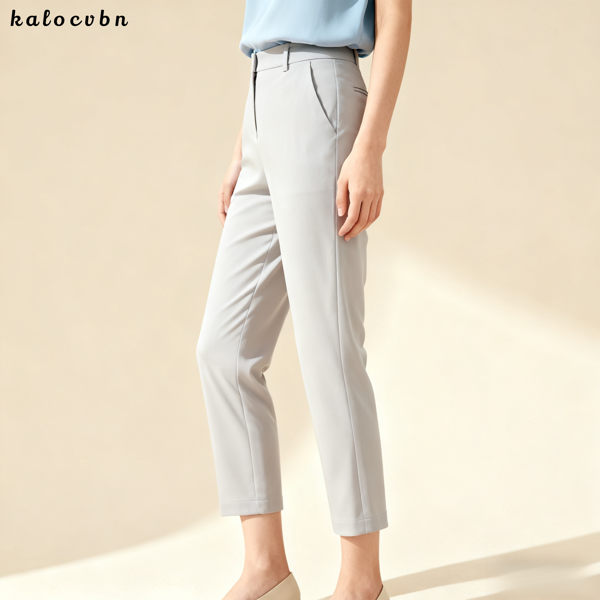 출퇴근용 슬림핏 크롭 수트 팬츠