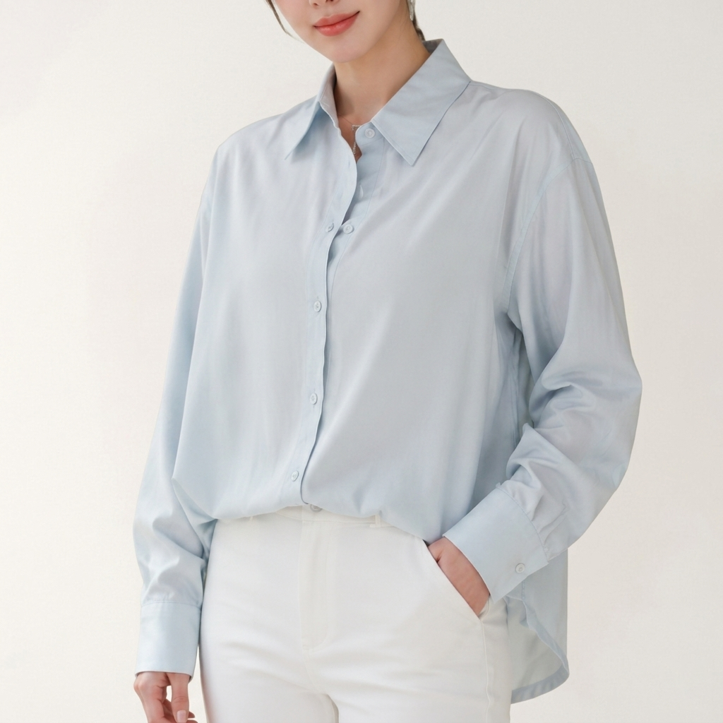 한국식 루즈핏 텐셀 드레이프 셔츠