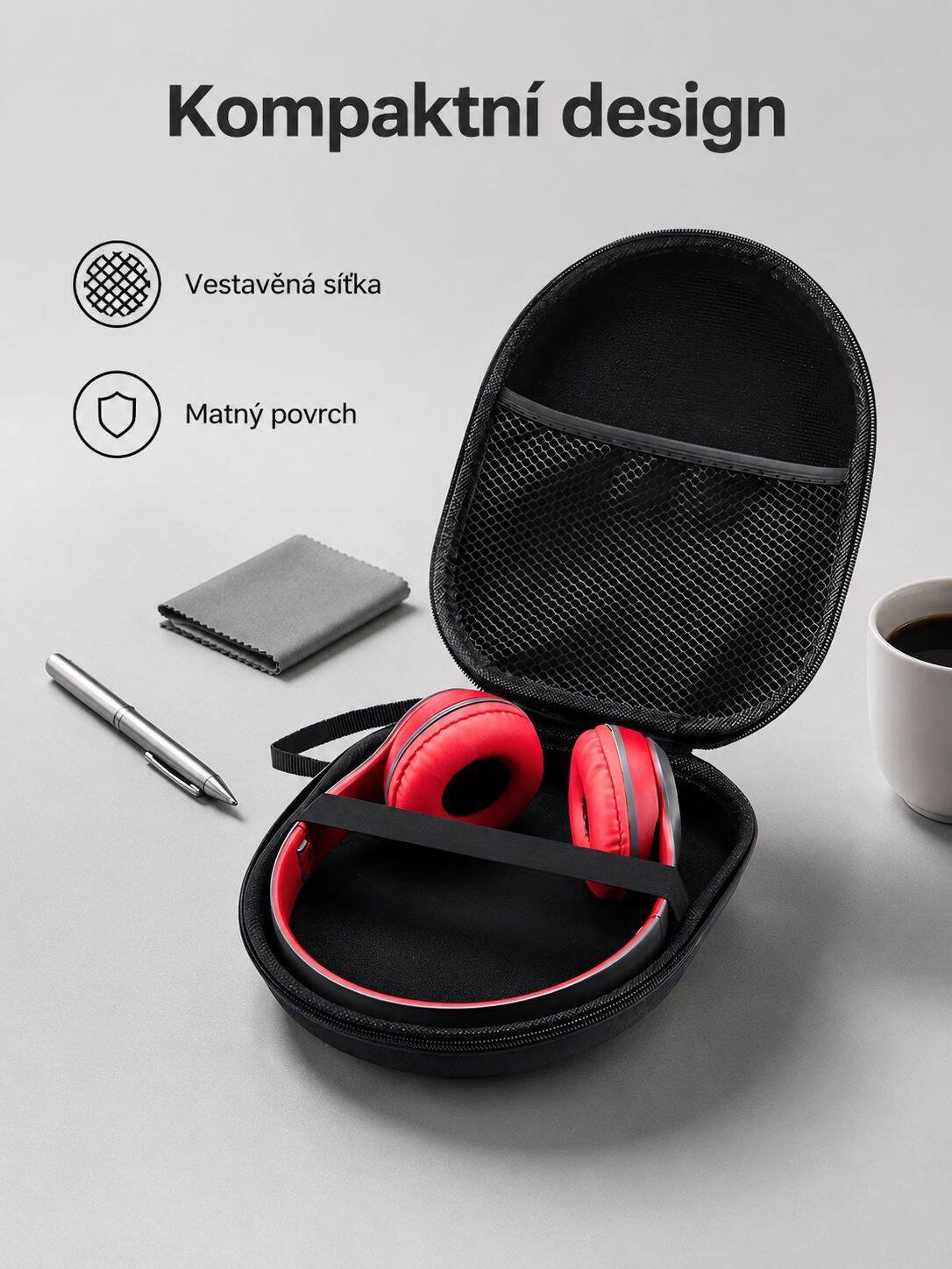 Přenosné EVA pouzdro na Bluetooth sluchátka, nárazuvzdorné, tlakuvzdorné, velká kapacita