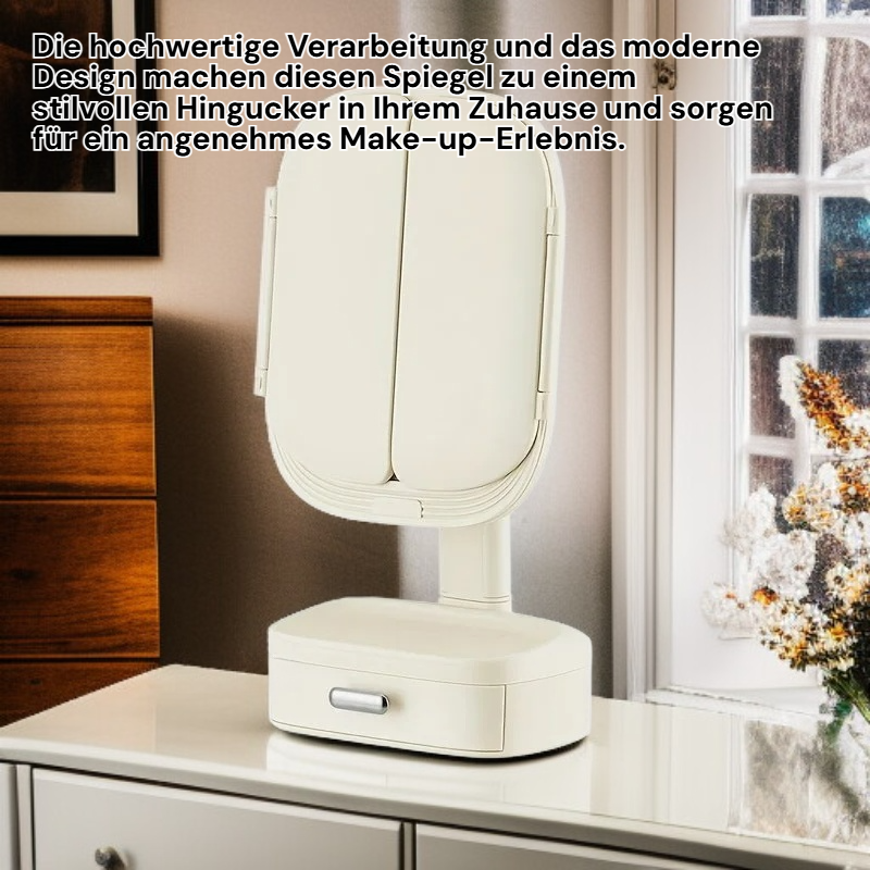 Faltbarer Schminkspiegel mit Beleuchtung und Aufbewahrungsschublade, unverzichtbar für Badezimmer