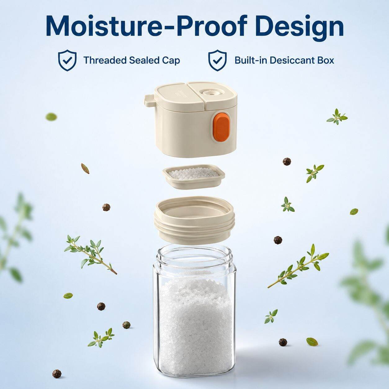 Japanese-Style Press-to-Measure Spice Jar, Moisture-proof Quantitative Salt Container