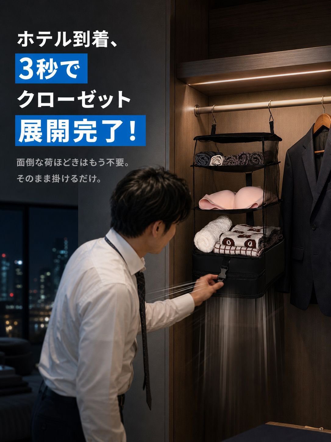 【ポータブルワードローブ】多層収納ソリューション