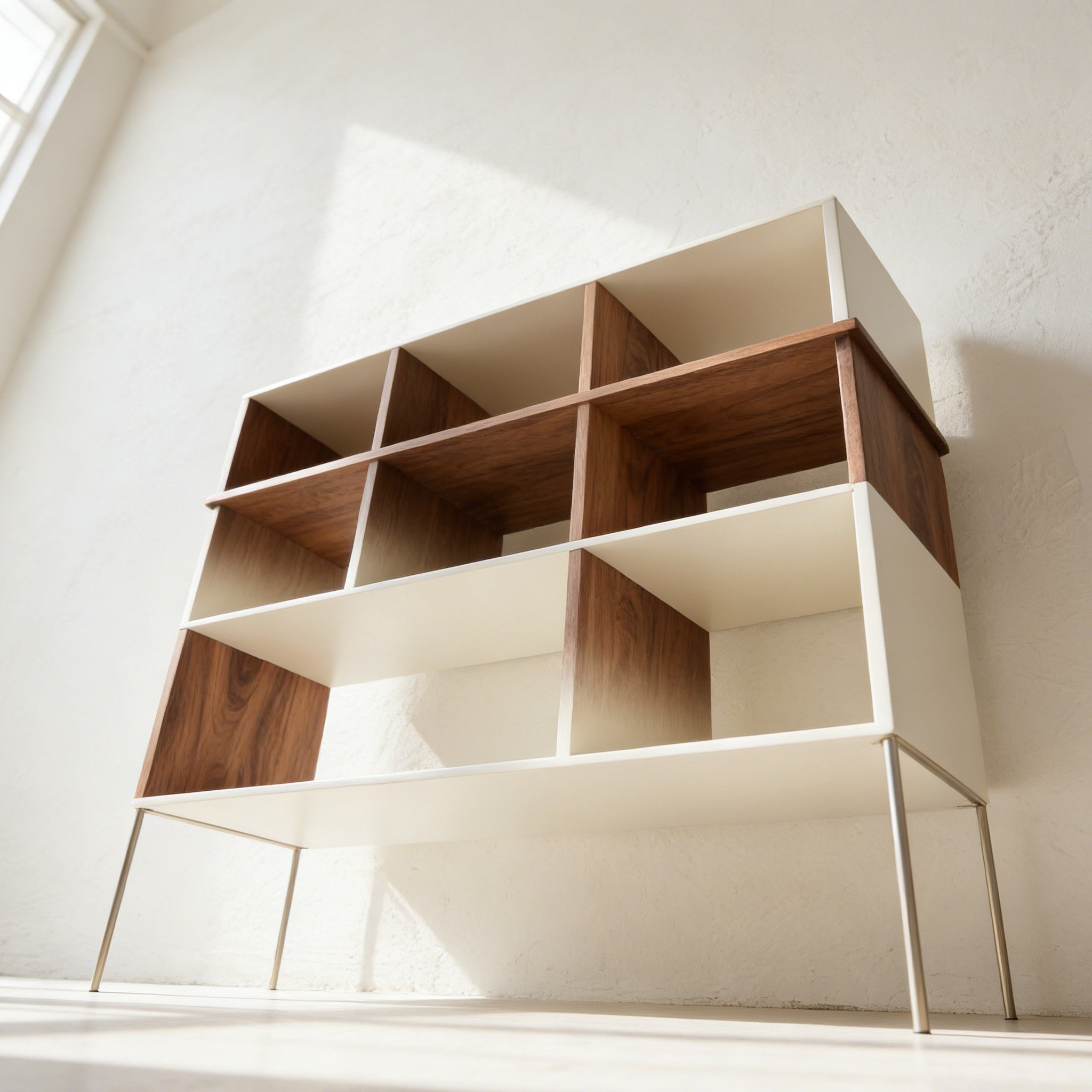 ชั้นวางของไม้จริงแบบหลายช่อง