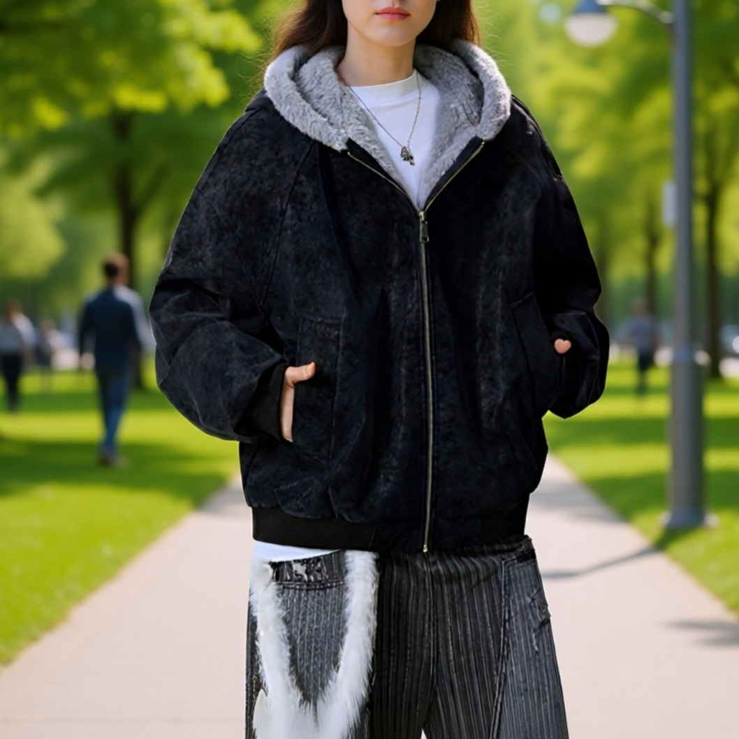 アメリカンスタイルのフリース裏地付きフード付き PU レザージャケット、防風、防寒、メンズ冬用ゆったりコットンパッド入りコート、高級感、厚手で暖かいアウターウェア。