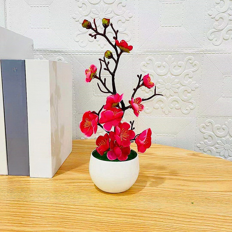 인조 납매 가짜 꽃 장식 화분