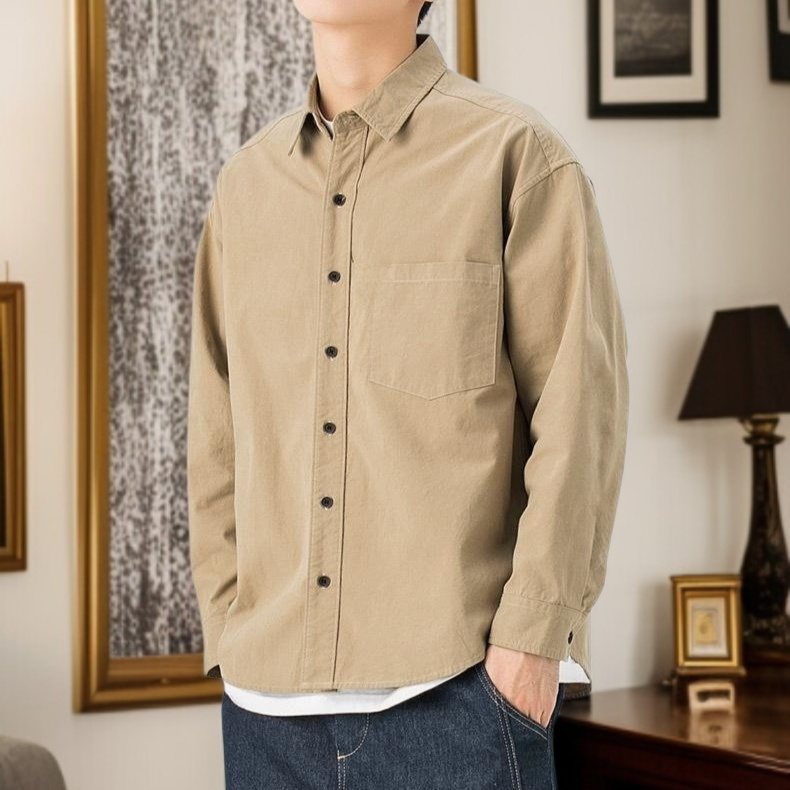 男士長袖工裝襯衫外套