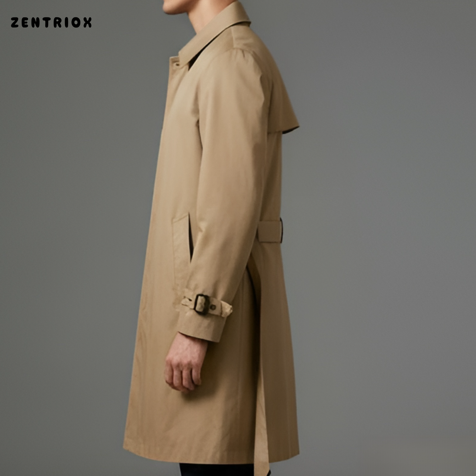 남성용 가을 라펠 디자인 미디 길이 윈드브레이커 캐주얼 재킷