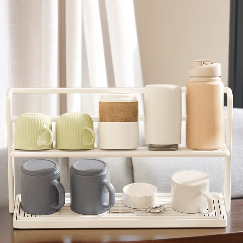 Portavasos de cerámica gruesa con drenaje y almacenamiento