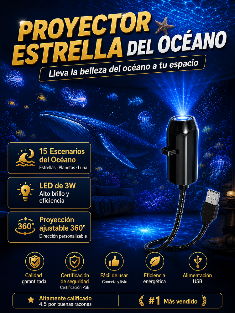 Comauo™ Proyector Océano y Galaxia: : Tu cuarto o auto en un acuario al instante.