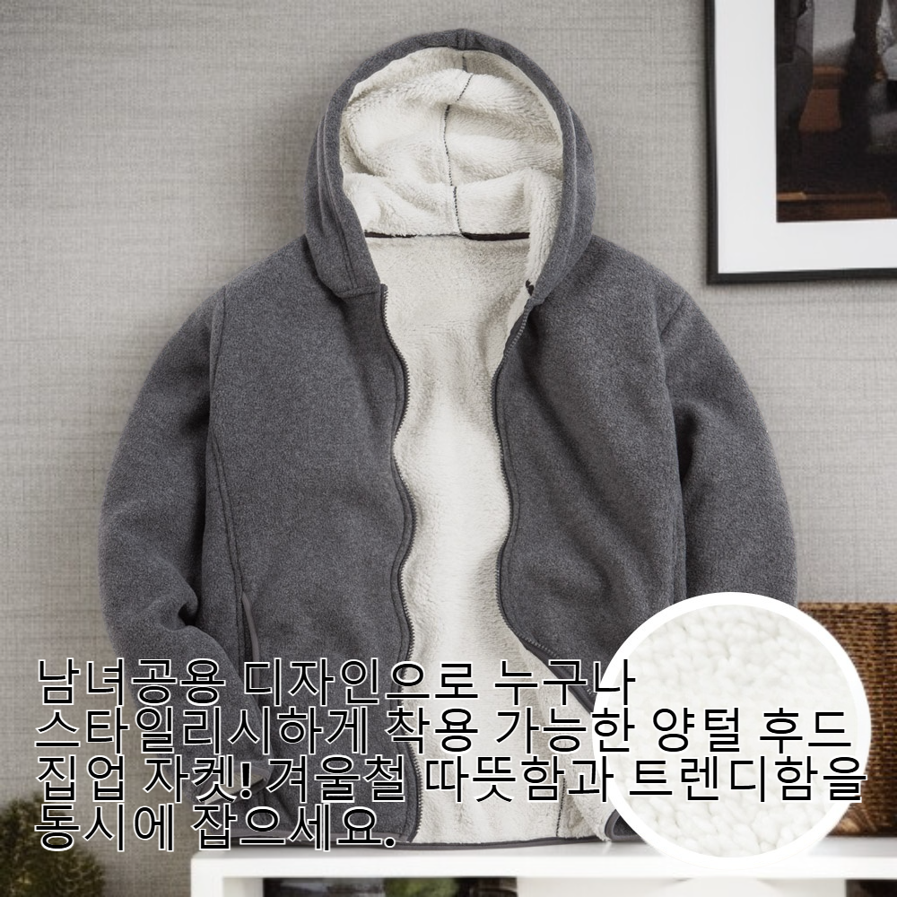 모니즈 남녀공용 양털 후드 집업 자켓