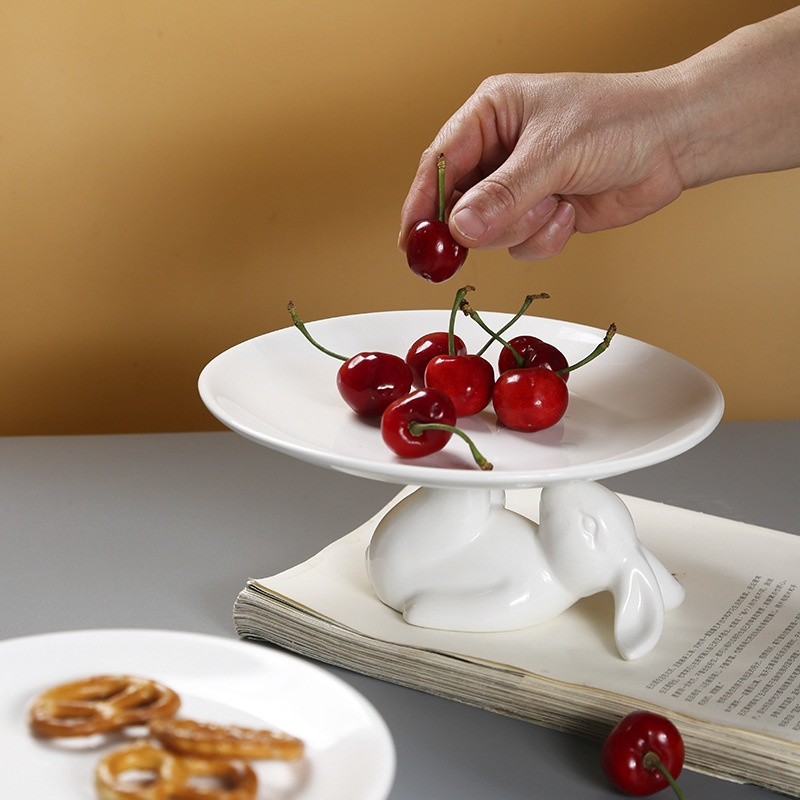 Ceramic Rabbit Shaped Snack & Fruit Plate