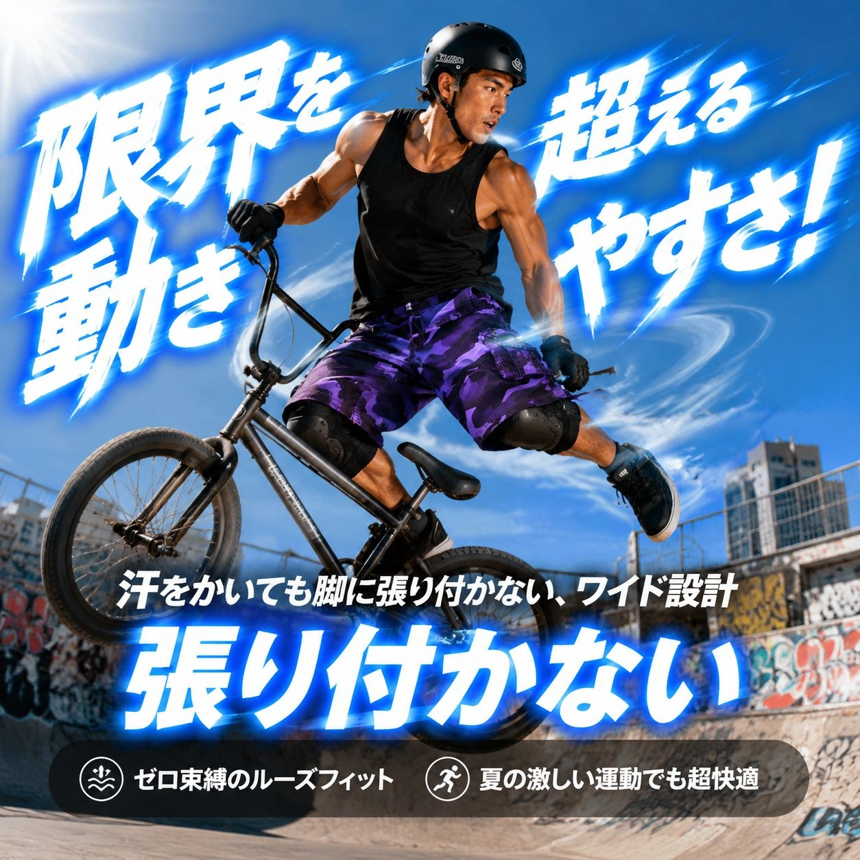 多ポケットゆったりワークカモフラージュパンツ ショートタイプ