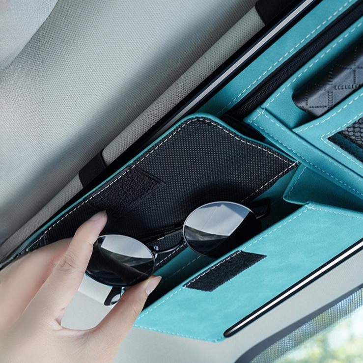 Multifunctional Car Glasses Clip and Card Storage Pouch