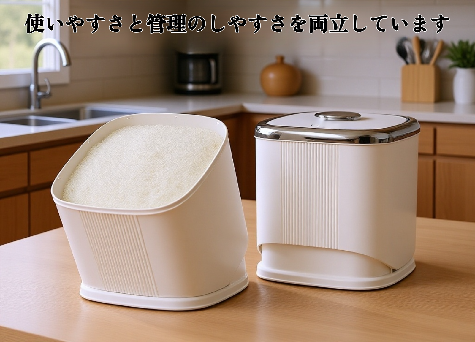 防虫機能付き密閉米びつの正面画像