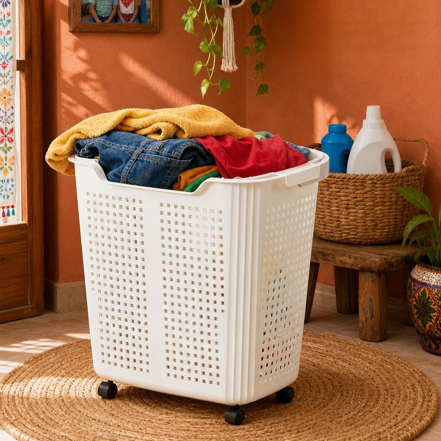 Cesta de ropa sucia de gran capacidad con ruedas