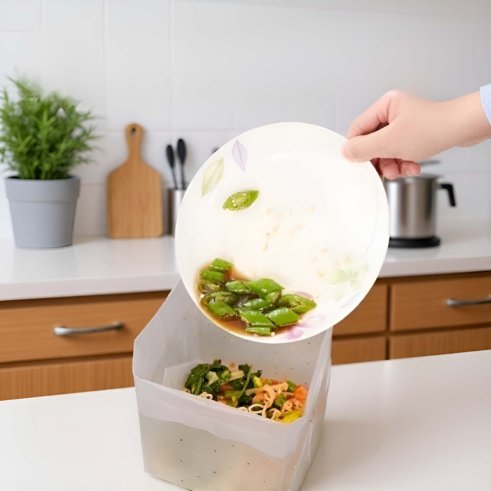 더러운 손을 위한 자립형 주방 쓰레기 봉투