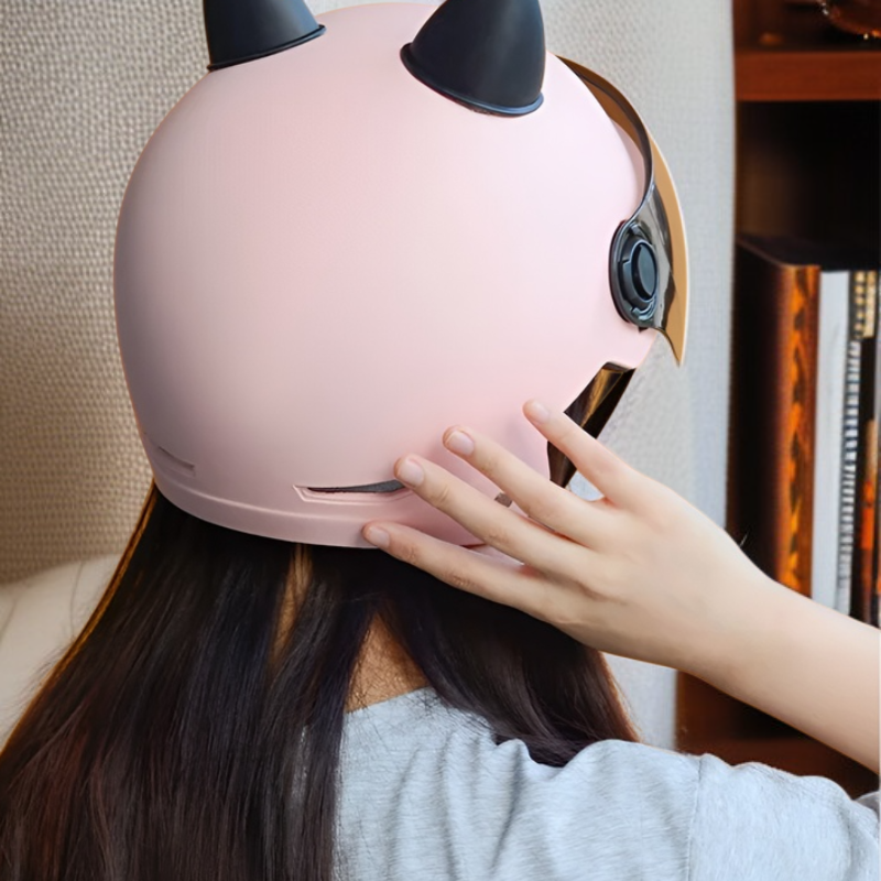 Fahrradhelm für Erwachsene mit modernem Kaninchenohren-Design und Schutzbrille